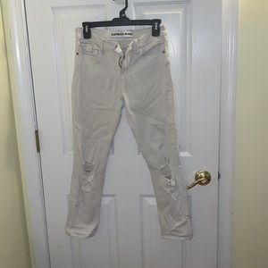 Express Cropped Mid Rise White Jeans